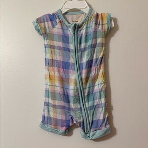 Little sleepies pastel plaid shorty zippy